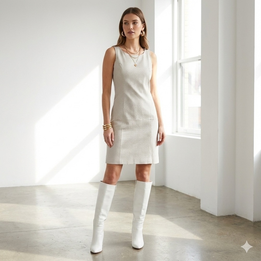 Vintage Danier white leather perforated sleeveless sheath dress - Small